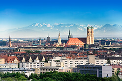 Regeneron location in Munich, Germany. Skyline of Munich with a view of the Munich Frauenkirche.