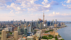 Regeneron location in Toronto, Canada. Toronto skyline with view of CN tower.